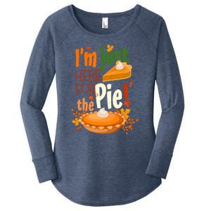 Funny I'm Just Here For The Pie Funny Thanksgiving Pumpkin Pie Women's Perfect Tri Tunic Long Sleeve Shirt