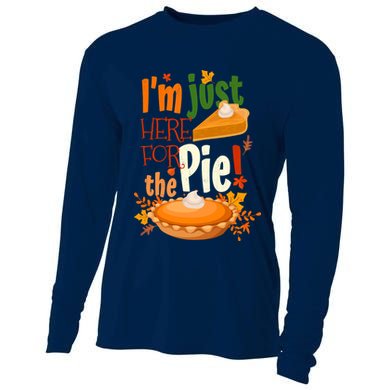 Funny I'm Just Here For The Pie Funny Thanksgiving Pumpkin Pie Cooling Performance Long Sleeve Crew