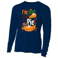 Funny I'm Just Here For The Pie Funny Thanksgiving Pumpkin Pie Cooling Performance Long Sleeve Crew