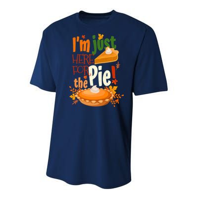 Funny I'm Just Here For The Pie Funny Thanksgiving Pumpkin Pie Youth Performance Sprint T-Shirt