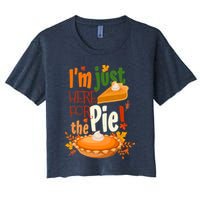 Funny I'm Just Here For The Pie Funny Thanksgiving Pumpkin Pie Crop Top