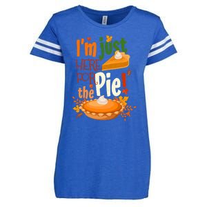 Funny I'm Just Here For The Pie Funny Thanksgiving Pumpkin Pie Enza Ladies Jersey Football T-Shirt