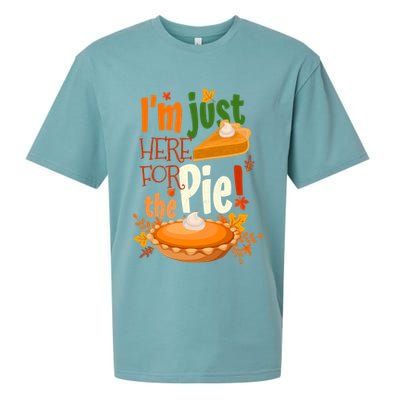Funny I'm Just Here For The Pie Funny Thanksgiving Pumpkin Pie Sueded Cloud Jersey T-Shirt