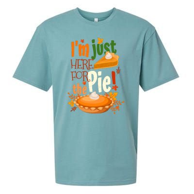 Funny I'm Just Here For The Pie Funny Thanksgiving Pumpkin Pie Sueded Cloud Jersey T-Shirt