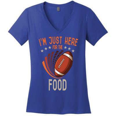 Football Im Just Here For The Food American Football Great Gift Women's V-Neck T-Shirt