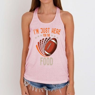 Football Im Just Here For The Food American Football Great Gift Women's Knotted Racerback Tank