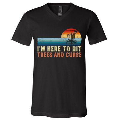 Frolf I'm Just Here To Hit Trees And Curse Frisbee Disc Golf V-Neck T-Shirt