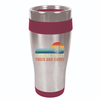 Frolf I'm Just Here To Hit Trees And Curse Frisbee Disc Golf 16oz Travel Tumbler
