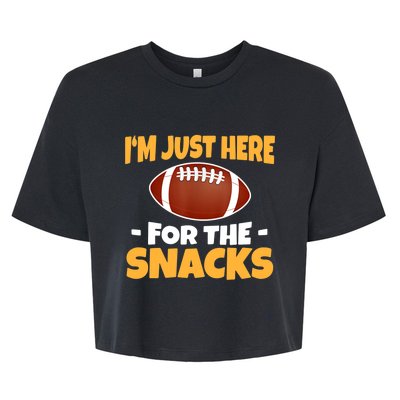 Funny I'm Just Here For The Snacks Football Bella+Canvas Jersey Crop Tee