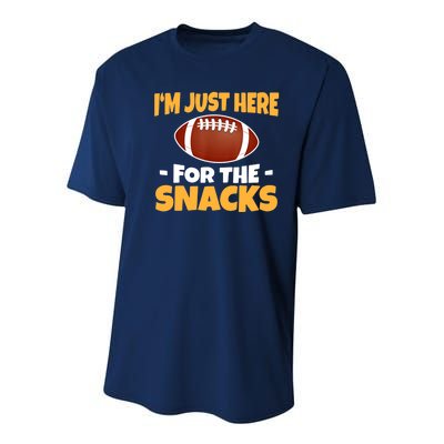 Funny I'm Just Here For The Snacks Football Youth Performance Sprint T-Shirt