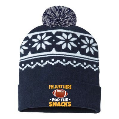 Funny I'm Just Here For The Snacks Football USA-Made Snowflake Beanie