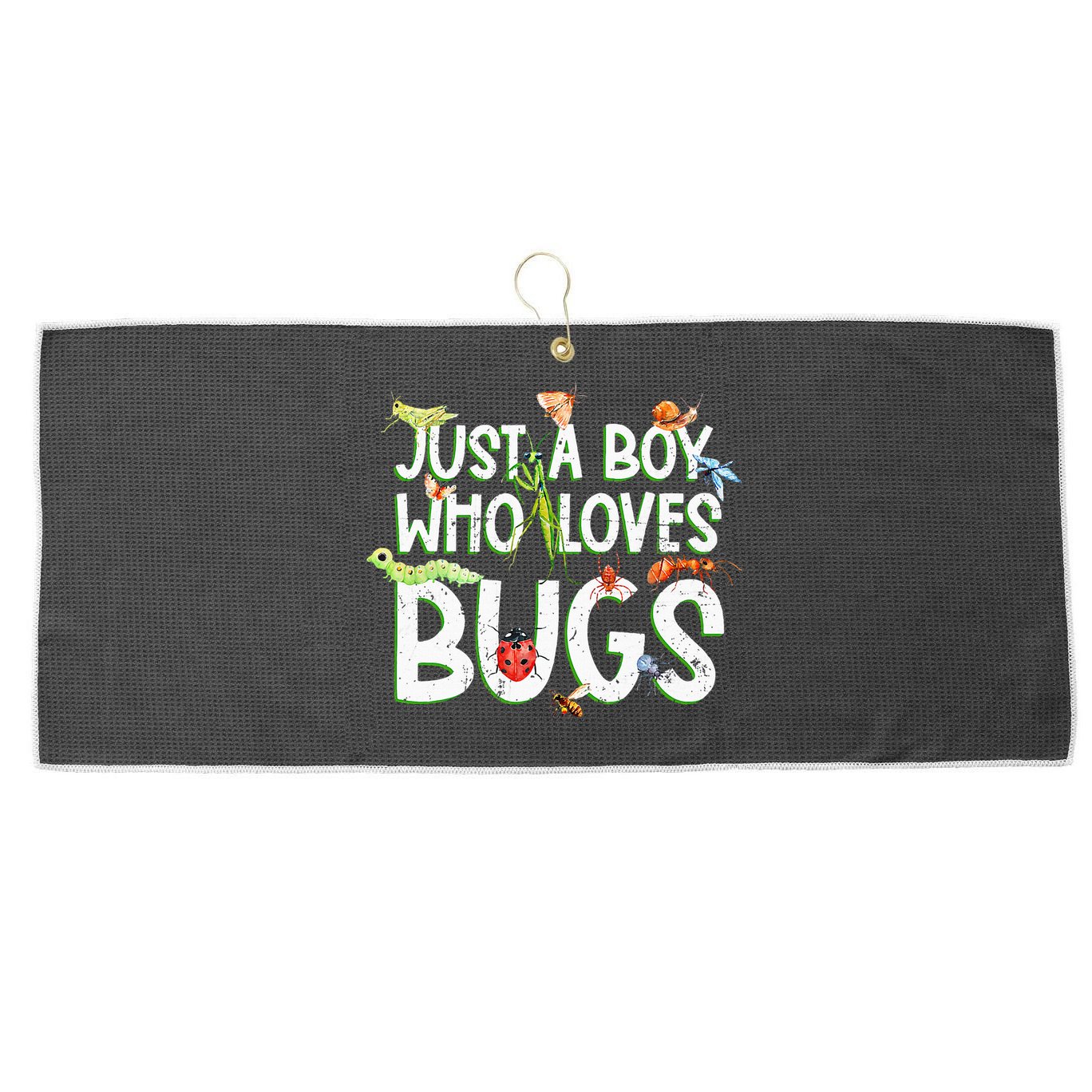 Funny Insect Just A Boy Who Loves Bug Large Microfiber Waffle Golf Towel