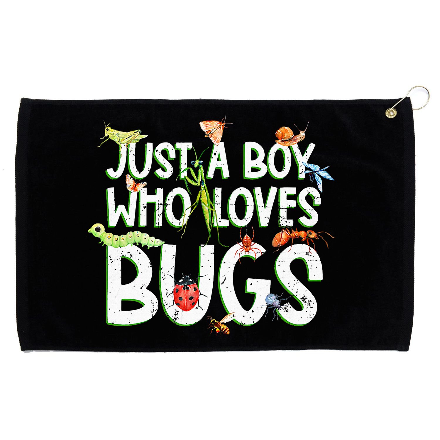 Funny Insect Just A Boy Who Loves Bug Grommeted Golf Towel
