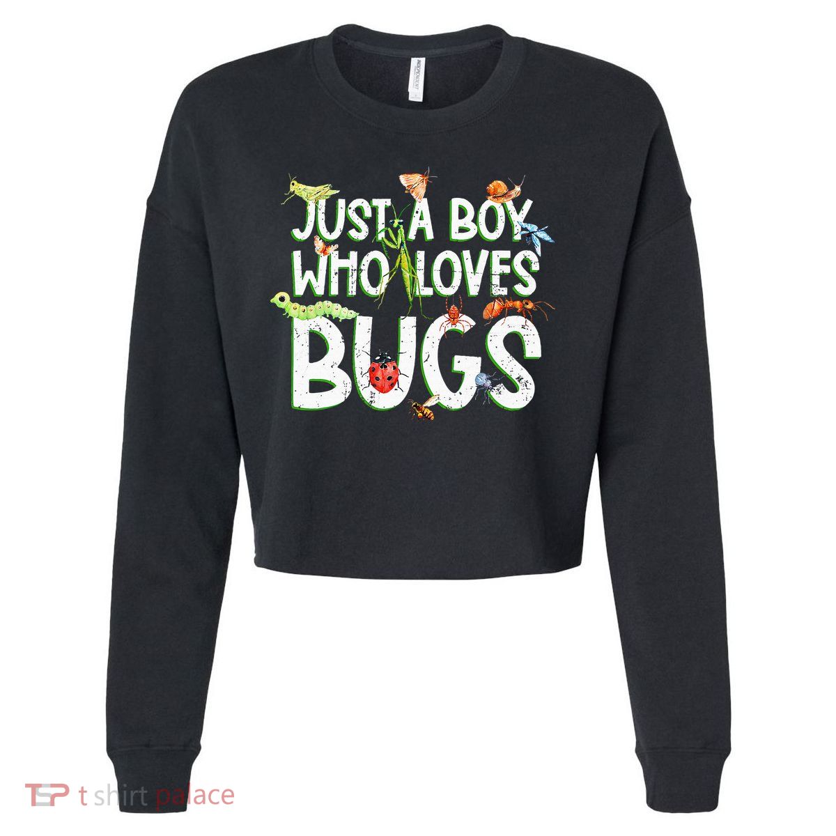 Funny Insect Just A Boy Who Loves Bug Cropped Pullover Crew