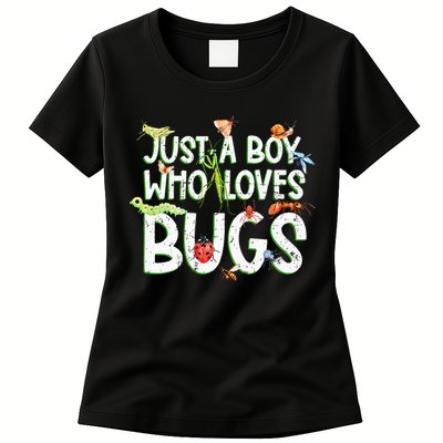 Funny Insect Just A Boy Who Loves Bug Womens T-Shirt