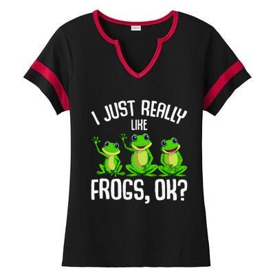 Funny I Just Really Like Frogs Owner Lover Frog Gifts Ladies Halftime Notch Neck Tee