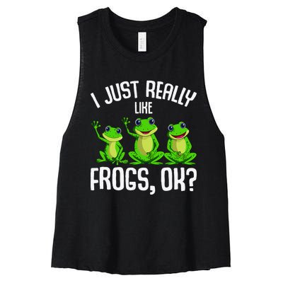 Funny I Just Really Like Frogs Owner Lover Frog Gifts Women's Racerback Cropped Tank