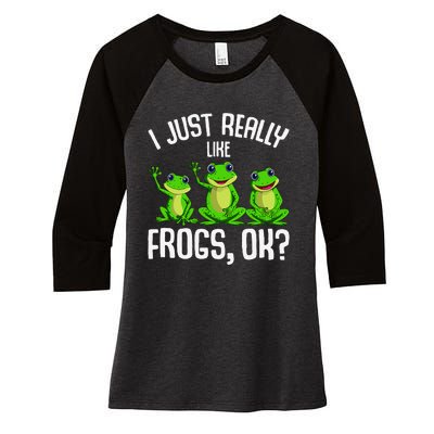 Funny I Just Really Like Frogs Owner Lover Frog Gifts Women's Tri-Blend 3/4-Sleeve Raglan Shirt