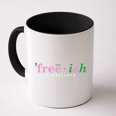 Free Ish Juneteenth Pink And Green Celebrating Juneteenth Free Ish Juneteenth Mug