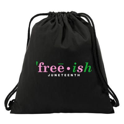 Free Ish Juneteenth Pink And Green Celebrating Juneteenth Free Ish Juneteenth Drawstring Bag