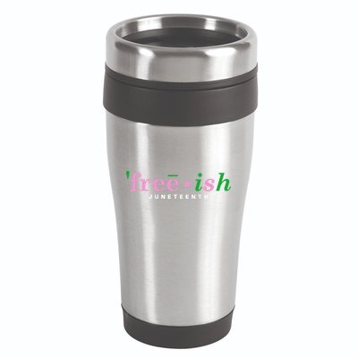 Free Ish Juneteenth Pink And Green Celebrating Juneteenth Free Ish Juneteenth 16oz Travel Tumbler