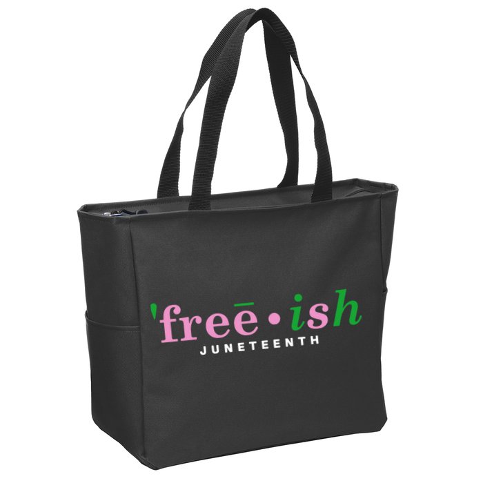 Free Ish Juneteenth Pink And Green Celebrating Juneteenth Free Ish Juneteenth Zip Tote Bag