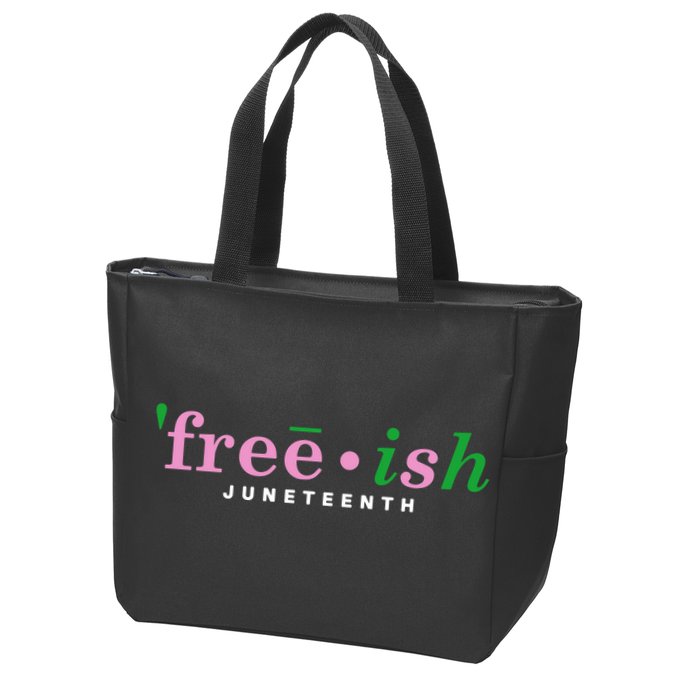 Free Ish Juneteenth Pink And Green Celebrating Juneteenth Free Ish Juneteenth Zip Tote Bag