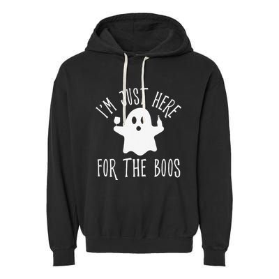 Funny Im Just Here For The Boos Cute Drinking Squad Halloween Garment-Dyed Fleece Hoodie