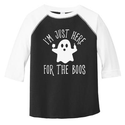 Funny Im Just Here For The Boos Cute Drinking Squad Halloween Toddler Fine Jersey T-Shirt