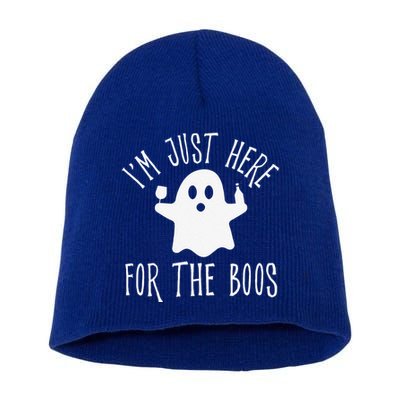 Funny Im Just Here For The Boos Cute Drinking Squad Halloween Short Acrylic Beanie