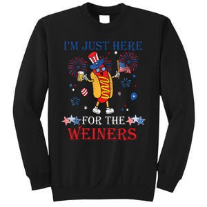 Funny Im Just Here For The Wieners 4Th Of July USA Hot Dog Sweatshirt