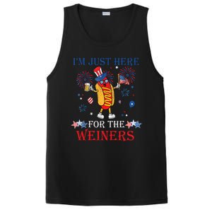 Funny Im Just Here For The Wieners 4Th Of July USA Hot Dog PosiCharge Competitor Tank