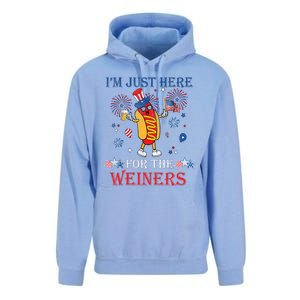 Funny Im Just Here For The Wieners 4Th Of July USA Hot Dog Unisex Surf Hoodie