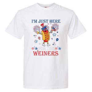 Funny Im Just Here For The Wieners 4Th Of July USA Hot Dog Garment-Dyed Heavyweight T-Shirt