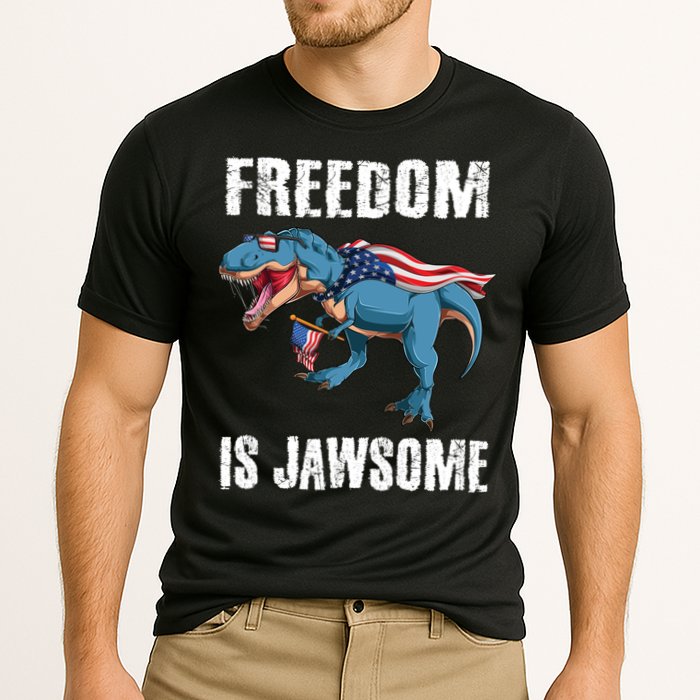 Freedom Is Jawsome 4th Of July Dinosaur Teens Gift Cooling Performance Crew T-Shirt