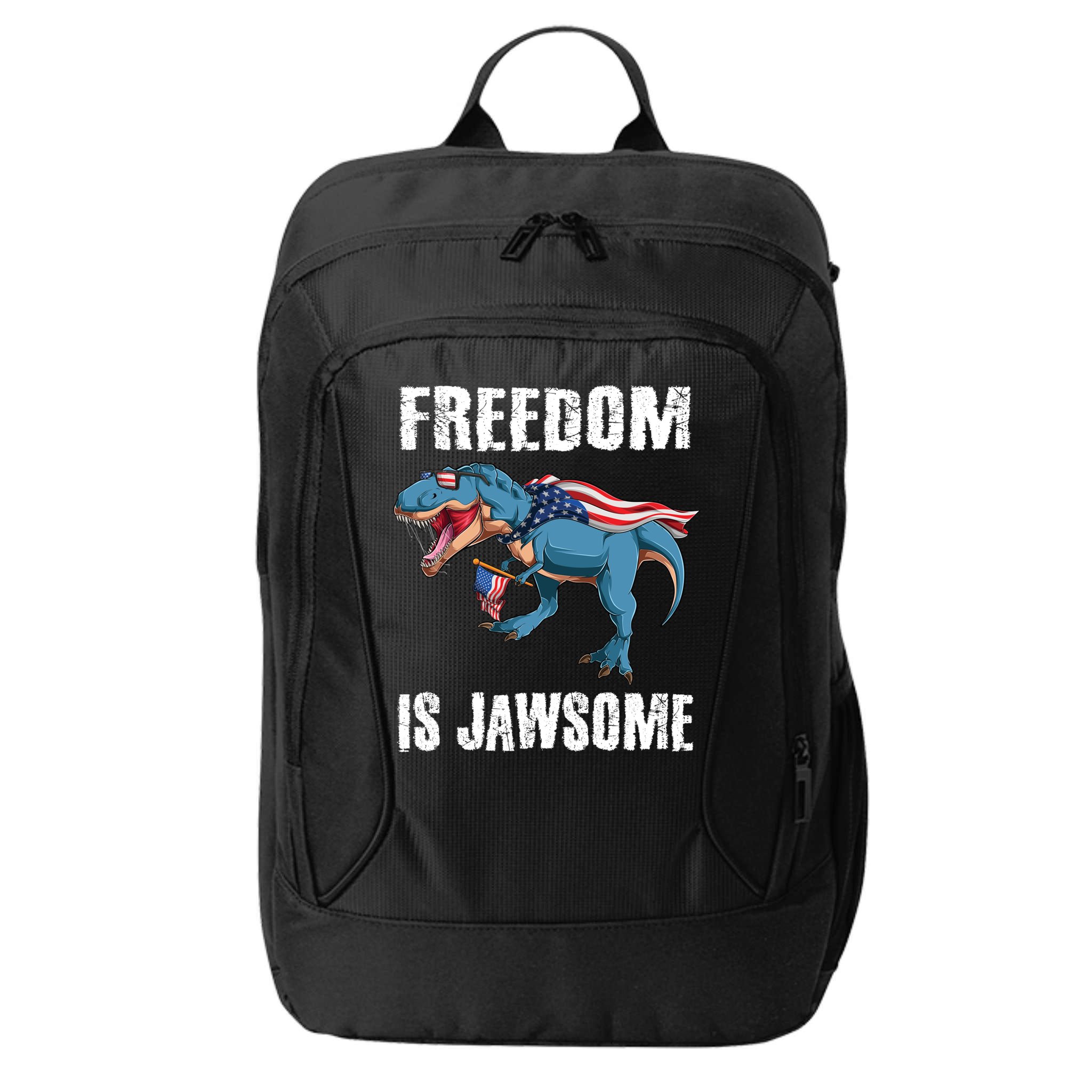 Freedom Is Jawsome 4th Of July Dinosaur Teens Gift City Backpack