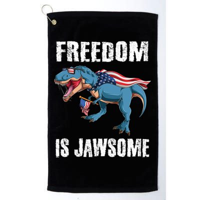 Freedom Is Jawsome 4th Of July Dinosaur Teens Gift Golf Towel