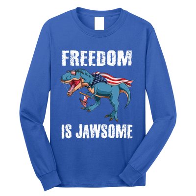 Freedom Is Jawsome 4th Of July Dinosaur Teens Gift Long Sleeve Shirt