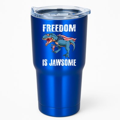 Freedom Is Jawsome 4th Of July Dinosaur Teens Gift Tumbler
