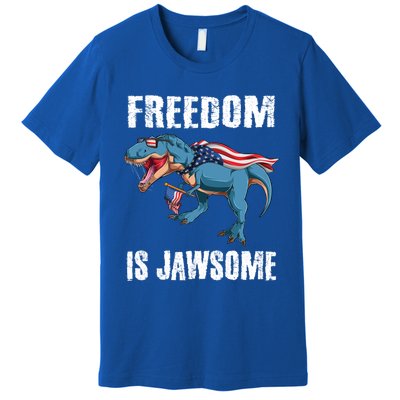 Freedom Is Jawsome 4th Of July Dinosaur Teens Gift Premium T-Shirt