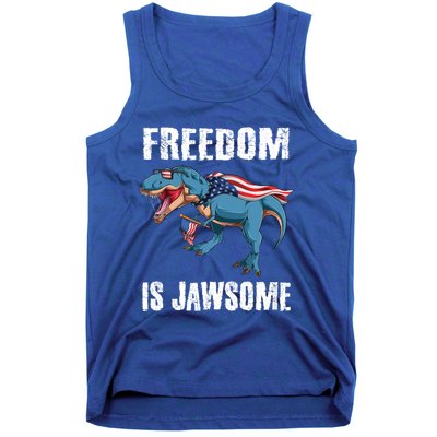 Freedom Is Jawsome 4th Of July Dinosaur Teens Gift Tank Top