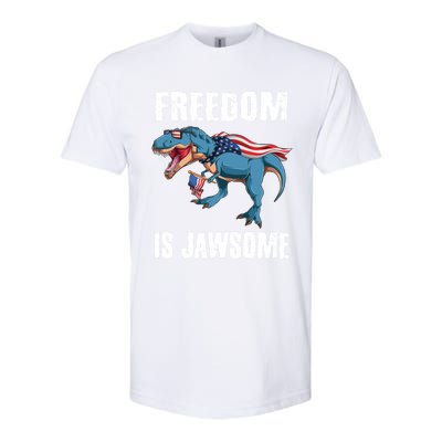 Freedom Is Jawsome 4th Of July Dinosaur Teens Gift Softstyle® CVC T-Shirt