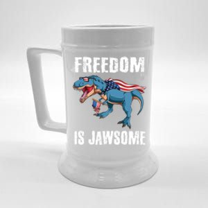 Freedom Is Jawsome 4th Of July Dinosaur Teens Gift Beer Stein