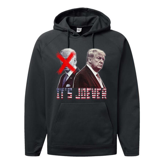 Funny ItS Joever Trump Excludes Biden Funny Performance Fleece Hoodie