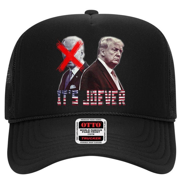 Funny ItS Joever Trump Excludes Biden Funny High Crown Mesh Back Trucker Hat