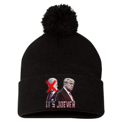 Funny ItS Joever Trump Excludes Biden Funny Pom Pom 12in Knit Beanie