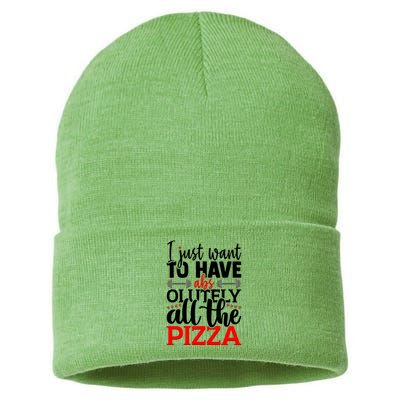 Funny I Just Want To Have AbsOlutely All The Pizza Sustainable Knit Beanie