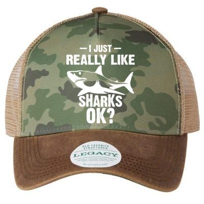 Funny I Just Really Like Sharks Gift Shark Lover Legacy Tie Dye Trucker Hat