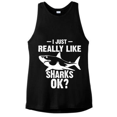 Funny I Just Really Like Sharks Gift Shark Lover Ladies PosiCharge Tri-Blend Wicking Tank