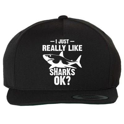 Funny I Just Really Like Sharks Gift Shark Lover Wool Snapback Cap